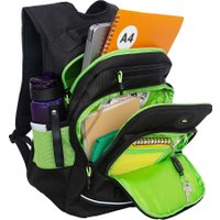 Школьный рюкзак Grizzly RB-450-3f (черный/салатовый)