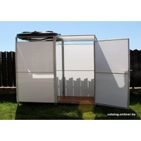 Душевая кабина для дачи с баком Импласт Премиум летний душ с тамбуром и подогревом 150 л