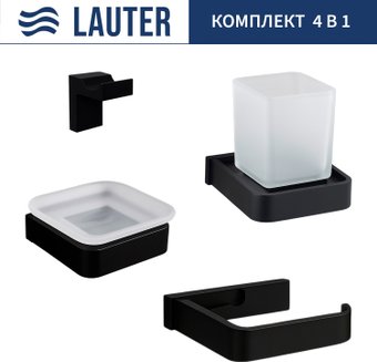 Набор аксессуаров для ванной Lauter 21SH7062 + 21SH7052 + 21SH7092 + 21SH7102 (Matt Black, 4 предмета)