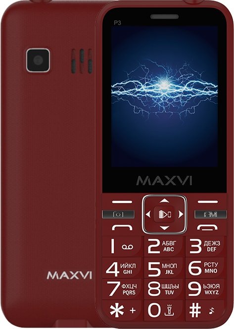 

Кнопочный телефон Maxvi P3 (винный красный)
