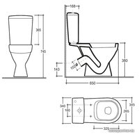 Унитаз напольный Керамин Толедо (бачок, сиденье полипропилен, 1-режимный слив)