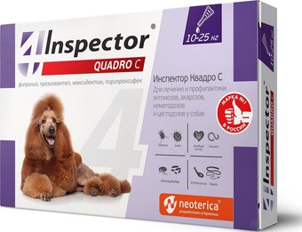 Капли от блох и клещей Inspector Quadro для собак 10-25 кг