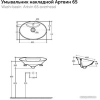 Умывальник Керамин Артвин 65 (накладной белый)