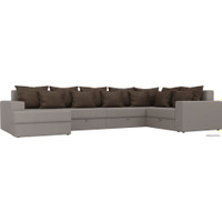 П-образный диван Mebelico Мэдисон-П 93 106847 (левый, рогожка, бежевый/коричневый)
