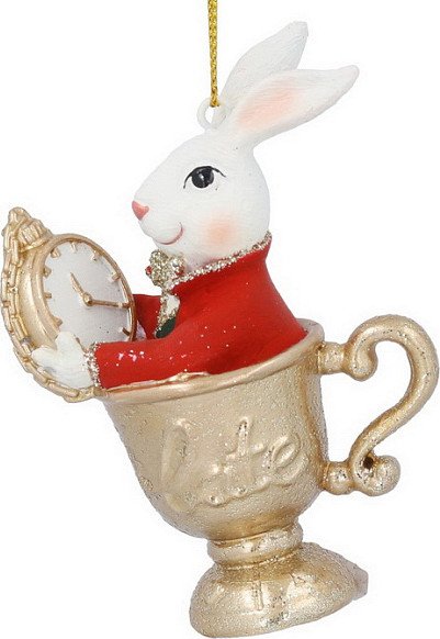 

Елочная игрушка Gisela Graham Alice in Christmas Land Белый кролик в чайной чашке 10596