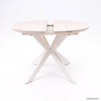 Кухонный стол ОКА Раунд 100-140x75 (дуб беленый/белый)
