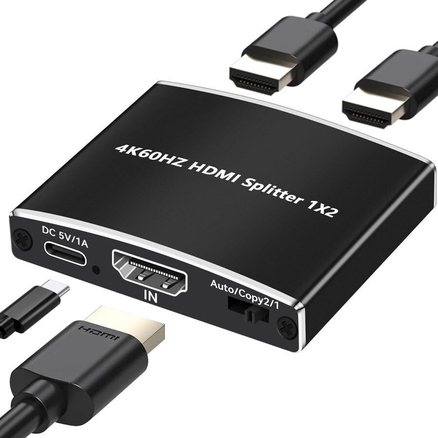 Разветвитель USBTOP 1x2 HDMI 2.0 PRO UltraHD 4K 60Гц, 18.5 Гбит/c 559404 (черный)