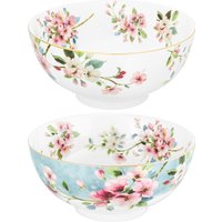 Набор салатников Elan Gallery Яблоневый цвет на голубом + Яблоневый цвет на белом 420786