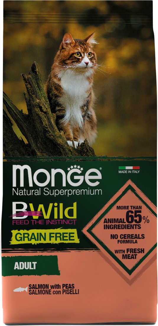 

Сухой корм для кошек Monge BWild Adult Grain Free Salmon with Peas 1.5 кг