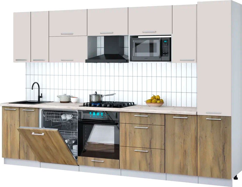 

Готовая кухня Интерлиния Мила Gloss 3.2-ПМ2 (дуб вотан/кашемир/бискайская сосна)