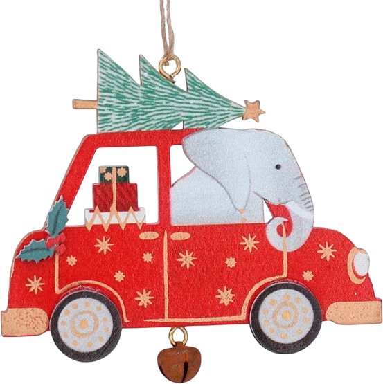 

Елочная игрушка Gisela Graham Going Home For Christmas Слон в машине 10352_2