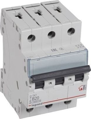 Выключатель автоматический Legrand TX3 3P B 20A 6kA 3M. 404001