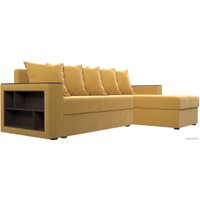 Угловой диван Лига диванов Дубай лайт правый 114165 (микровельвет желтый)