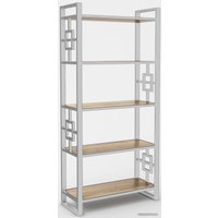 Стеллаж Hype Mebel Квадро 80x200 (белый/дуб галифакс натуральный)