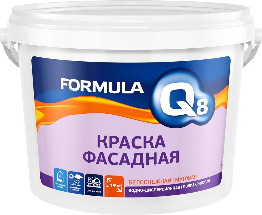 

Краска Formula Q8 Фасадная полиакриловая 05-151-002-027 2.7 кг (белый матовый)