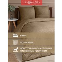 Евро комплект постельного белья Amore Mio Мако-сатин Тиснение Wild Микрофибра Евро 58500 (коричневый)