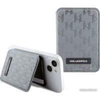 Кредитница CG Mobile Karl Lagerfeld Saffiano Monogram Plate Logo KLWMSPSAKLHPG (серебристый)