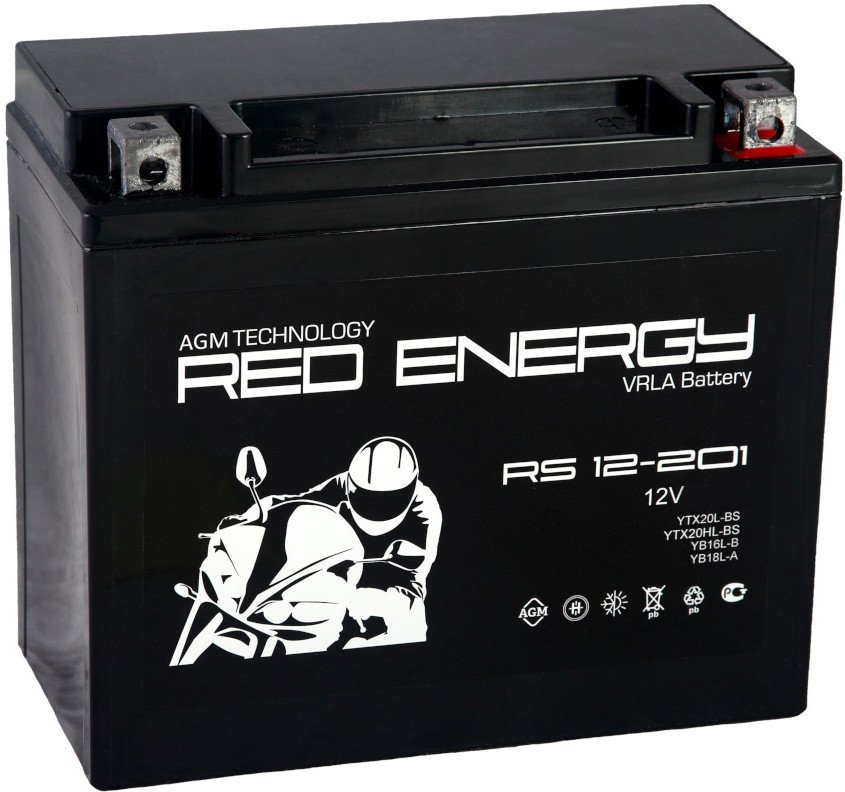 

Мотоциклетный аккумулятор Red Energy RS 12-201 (20 А·ч)