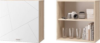 Шкаф распашной MLK Скайлайн настенный 600 (дуб сонома светлый/белый шагрень)