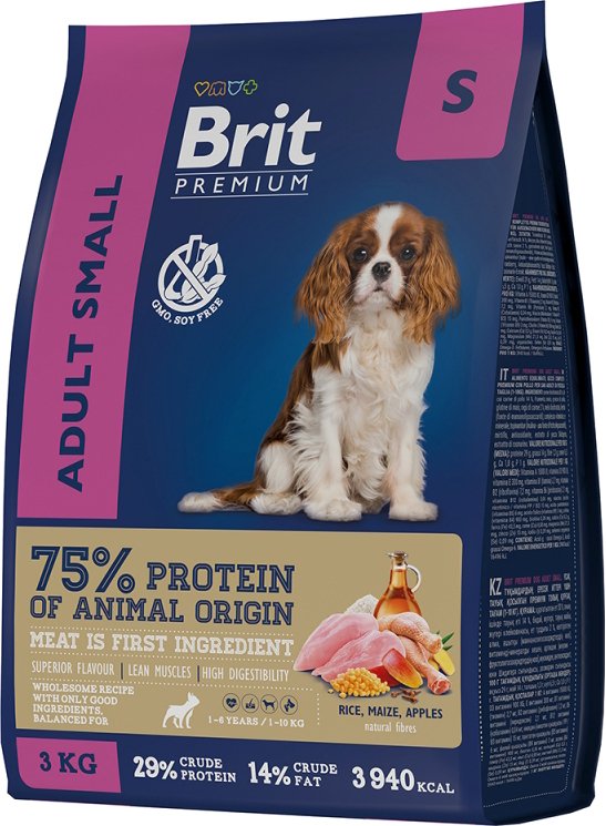 

Сухой корм для собак Brit Premium Dog Adult Small курица 3 кг