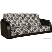 Диван Асмана Премьер (декор прямой/рогожка вензель коричневый/кожзам коричневый)