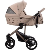 Универсальная коляска BEBETTO Magnum Light SE Pro (2 в 1, 01 светло-бежевая кожа кожа/бежевая рама)
