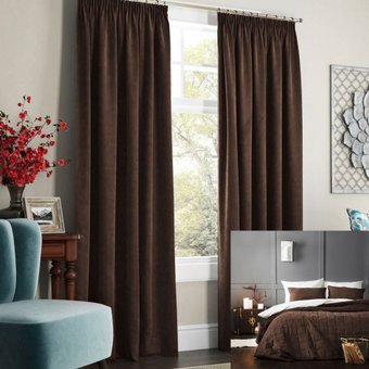 Комплект штор ИП Романович Е.Ю. Бархат на ленте 1.5x2.6 м (шоколад, 2 шт)