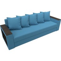 Диван Лига диванов Дубай Лайт полки слева 132283L (рогожка Амур 10 голубой)