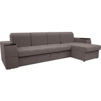 Угловой диван Сириус Лидер-13 с оттоманкой ППУ 330x165 (Eva 06 велюр темно-серый)