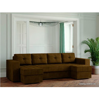 П-образный диван Настоящая мебель Ванкувер лайт (п-образный, боннель, рогожка, коричневый)