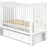 Классическая детская кроватка Indigo Happy Friends маятник, ящик (белая аляска/мишки)