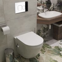 Унитаз подвесной Roxen Antares Bidet в комплекте с инсталляцией StounFix Dual Fresh 6 в 1 942567 (кнопка: хром глянец)