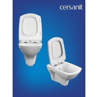 Унитаз подвесной Cersanit Carina New Clean On с инстал. Link Pro (с кнопкой Twins 64117 стекло черный)