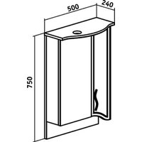  Runo Шкаф с зеркалом для ванной Севилья 50 правый