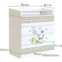 Детский комод Polini Kids Simple 1580 Панды (белый)