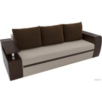 Диван Лига диванов Майами 102993 (микровельвет/экокожа, бежевый/коричневый)