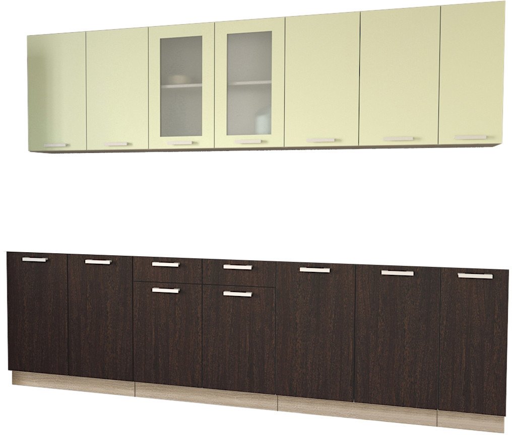 

Готовая кухня Интерлиния Мила 27 без столешницы (салатовый/дуб венге)