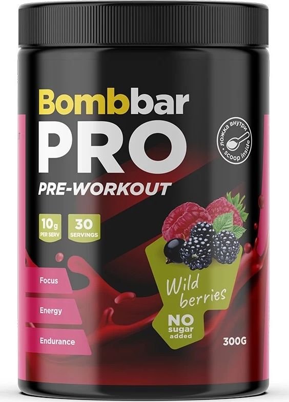 

Предтренировочный комплекс Bombbar Pre-workout (300 г, лесная ягода)
