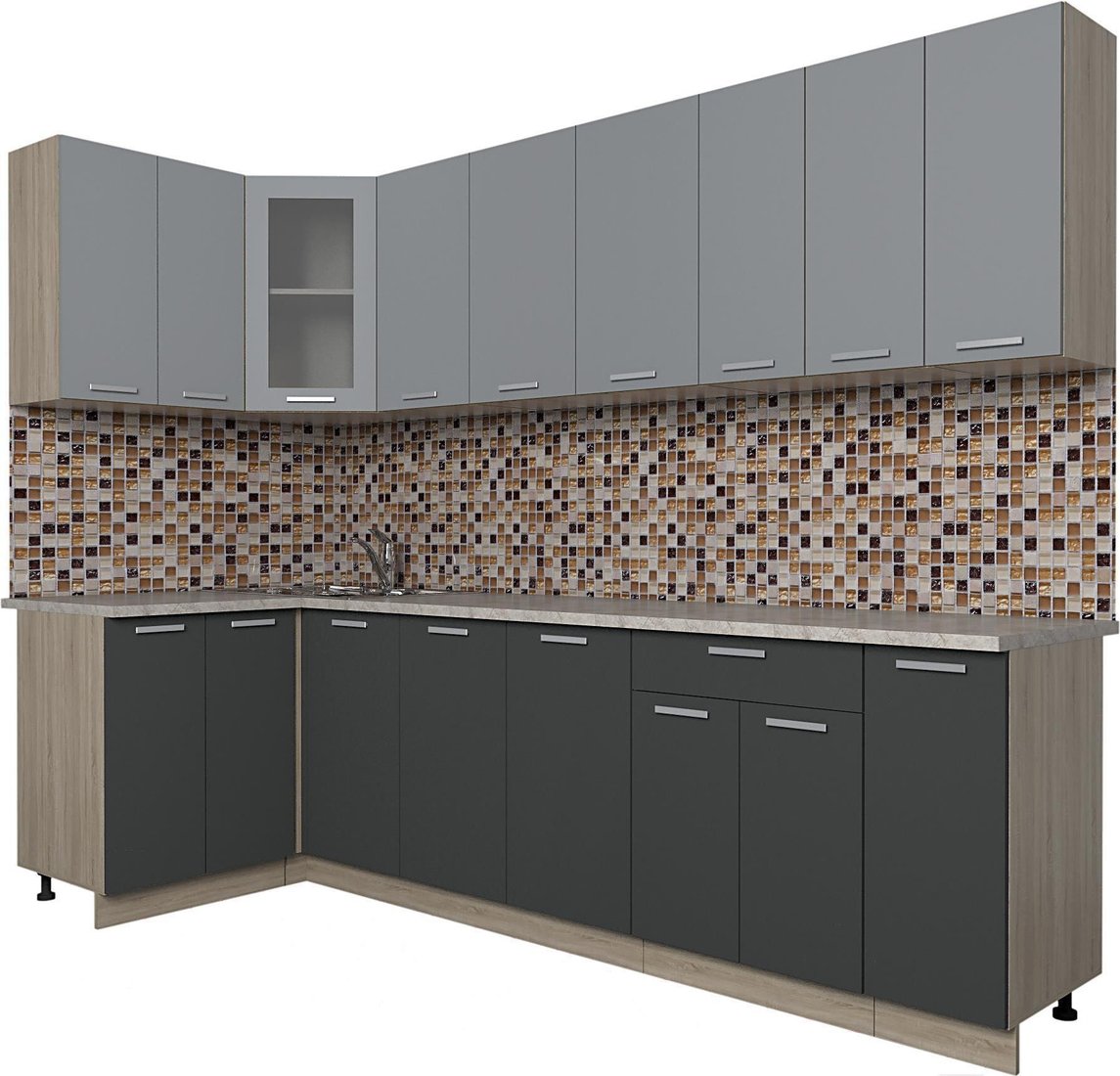 

Готовая кухня Интерлиния Мила 12x27 (антрацит/серебро)