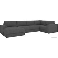 П-образный диван Rivalli Дискавери + оттоманка левая + угловая секция + кресло секц. (Bravo Dark Grey)