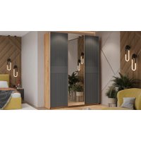 Шкаф-купе Трия Оскар Хилтон Т2 1800 271101 (ручка серебро/дуб крафт золотой/графит матовый)