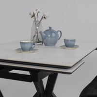 Кухонный стол Lepremo AV 2111 МДФ+керамика раздвижной 1200-1800x800 (белый матовый Snow White/черный)