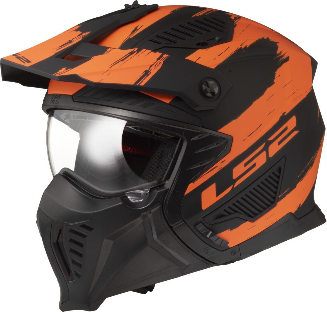 Мотошлем LS2 OF606 Drifter Mud (S, черный/оранжевый матовый)