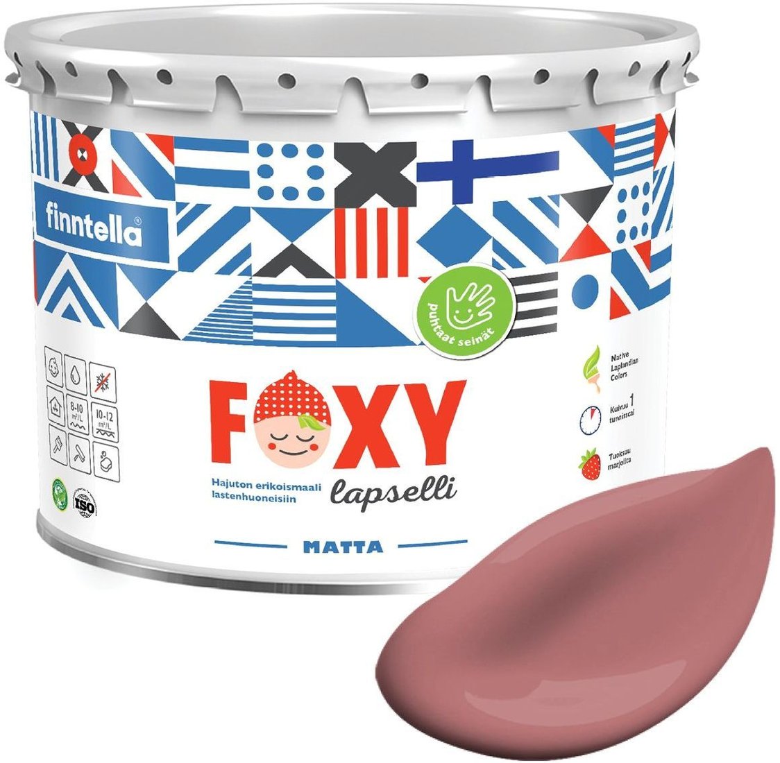 

Краска Finntella Foxy Lapselli Matte Puolukka F-50-1-3-FL249 2.7 л (розовый)