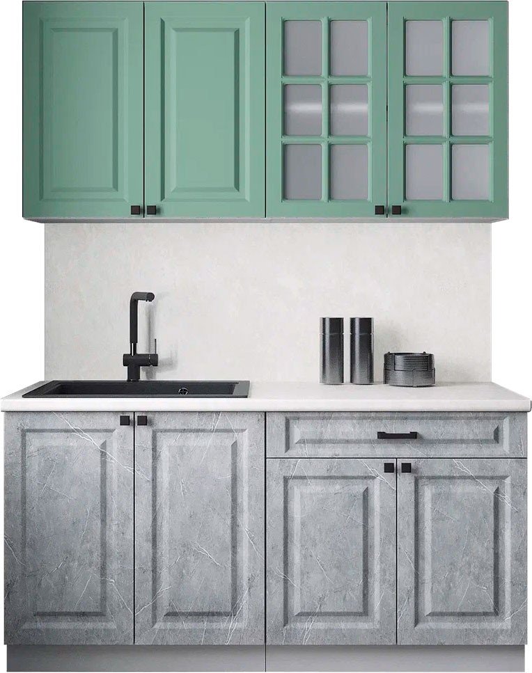 

Готовая кухня Интерлиния Мила Деко 1.6А (керамика/мята/опал светлый)