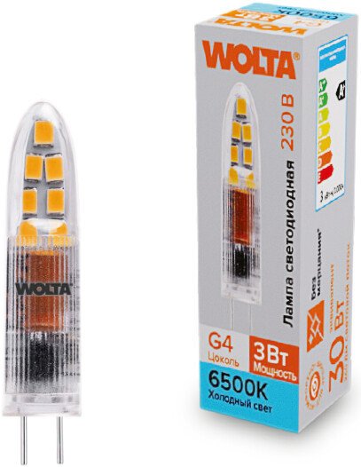 Светодиодная лампочка Wolta WSTD-JC-220V3W6KG4-P 3Вт 6500K G4