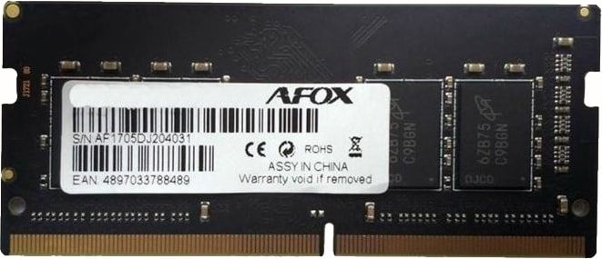 

Оперативная память AFOX 8GB DDR4 SODIMM PC4-21300 AFSD48FH1P