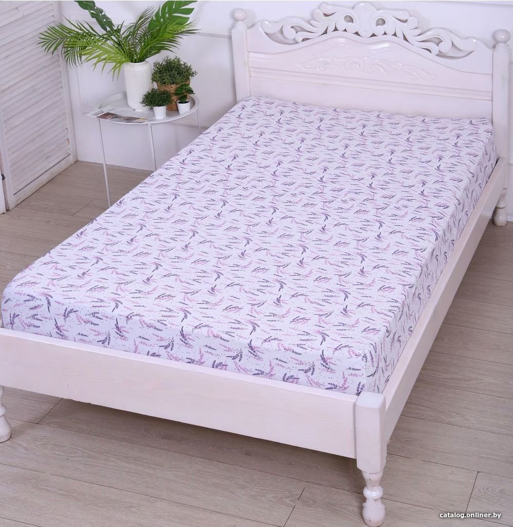 Простыня Luxsonia Трикотаж на резинке 180x200 2230 (лаванда б/з)