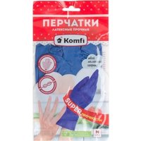 Латексные перчатки Komfi Прочные (M, 2 шт, синий)