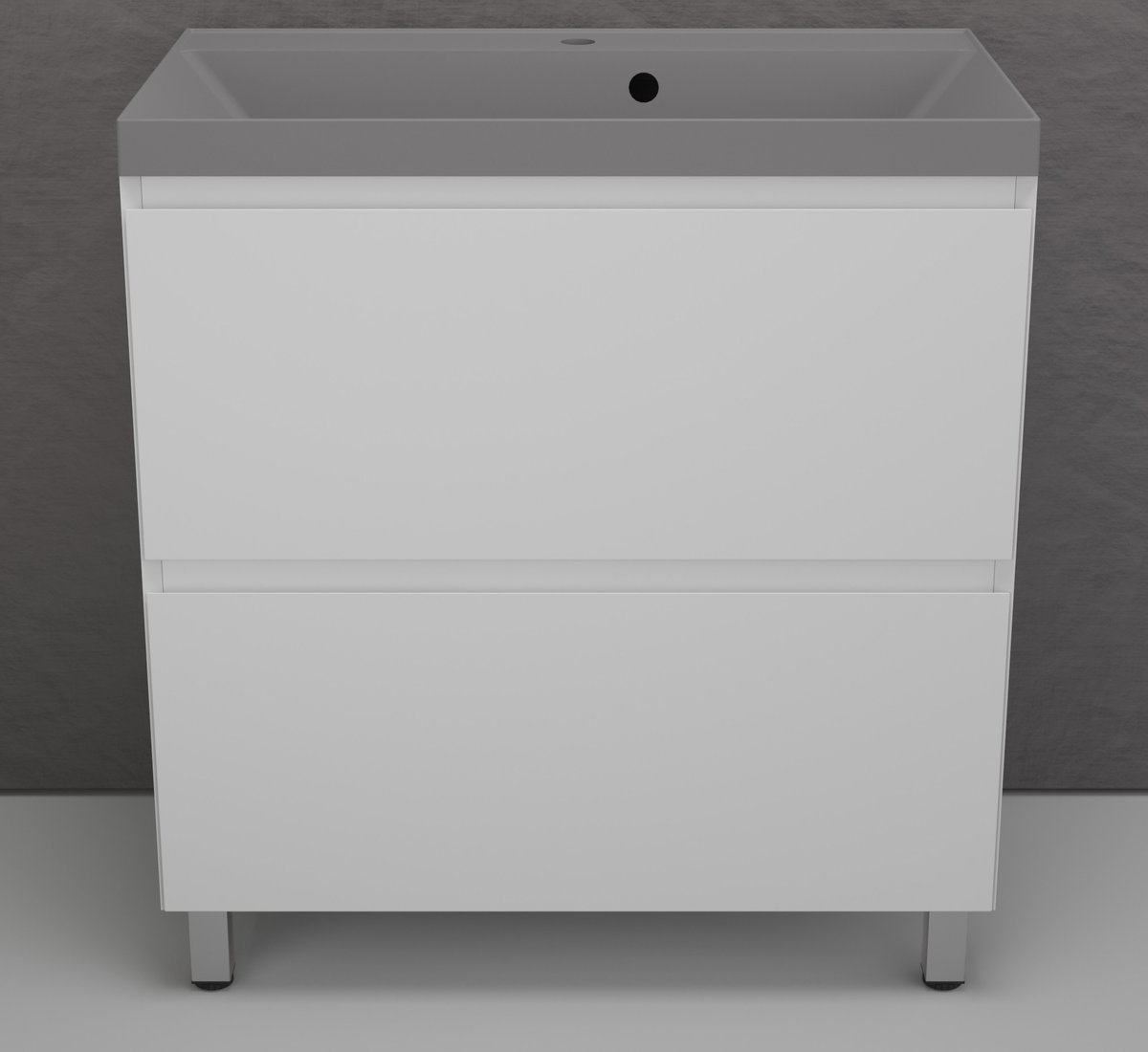 Symbolite Тумба с умывальником Манхэттен 70 Plus 2 ящика + Asti 70x45 (белый матовый/серый шелк)